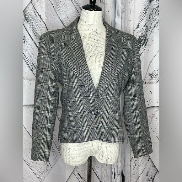 VINTAGE E.H. Woods Glen Plaid Wool Jacket 8 - Picture 1 of 4